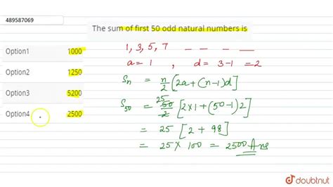 sum of first 50 odd natural numbers